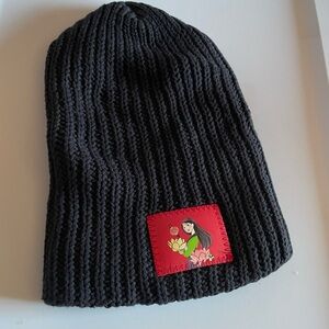 Love Your Melon Black Knit Beanie with Mulan Patch